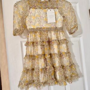 Ivy City Co Toddler Floral Ruffle Dress with Sheer Sleeves